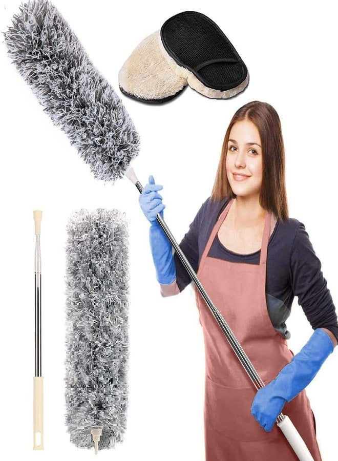 RUDRESHWAR Microfiber Feather Duster Bendable & Extendable Fan Cleaning Duster Fan Mop with Car, Window, Furniture, Cleaning Gloves - Image 1